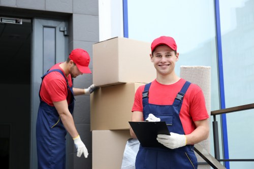Removal team preparing equipment safely before a move