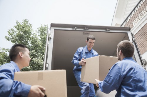 Boxes and materials separated for recycling after a move
